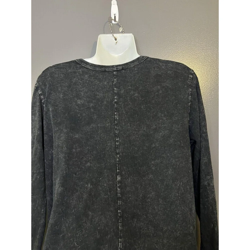 Jess & Jane Tunic Top Womens Large Black Bamboo Graphic Pockets Long Sleeve USA - Picture 9 of 12